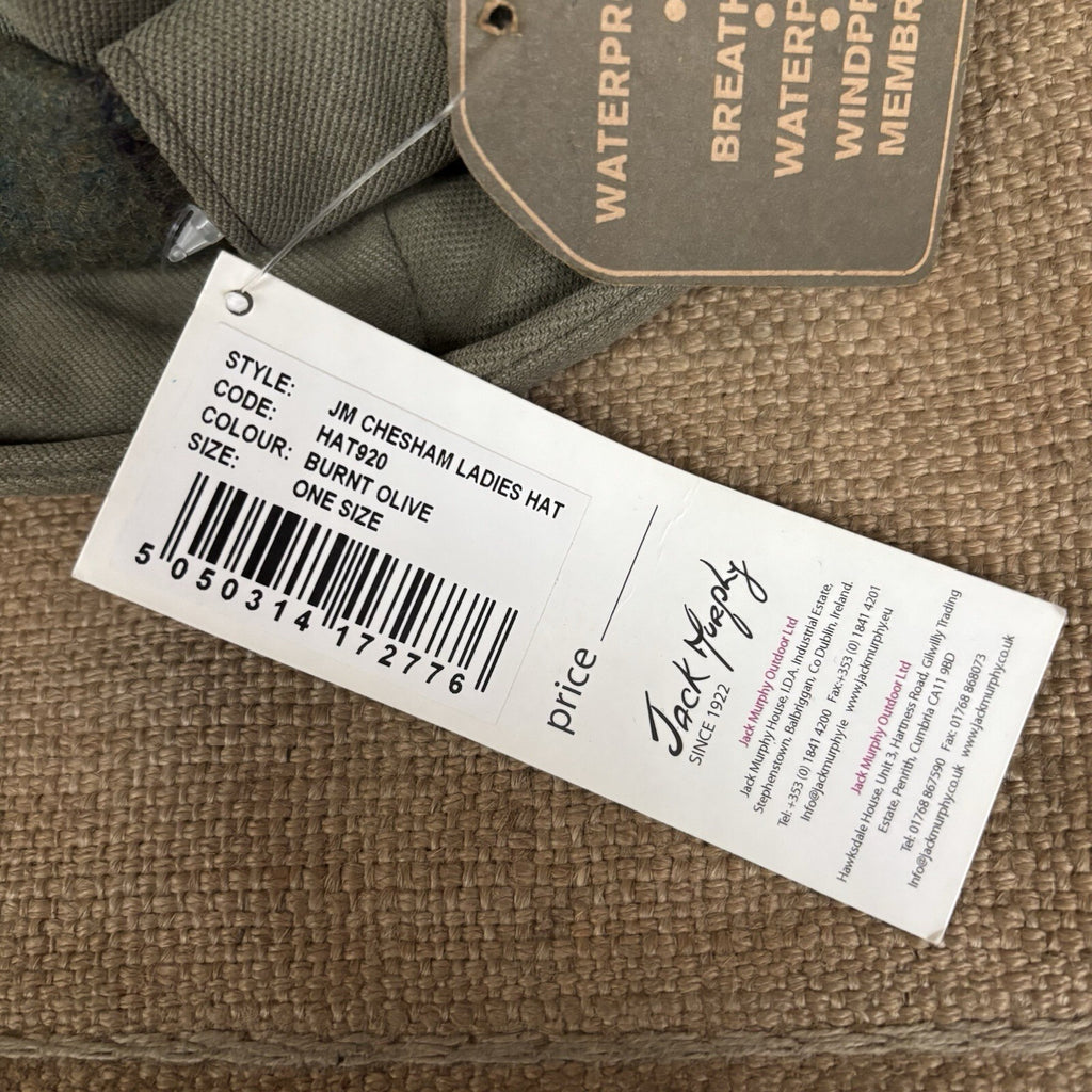 Jack Murphy Chesham Ladies Hat Waterproof - Olive Green - One Size - Tweed Band