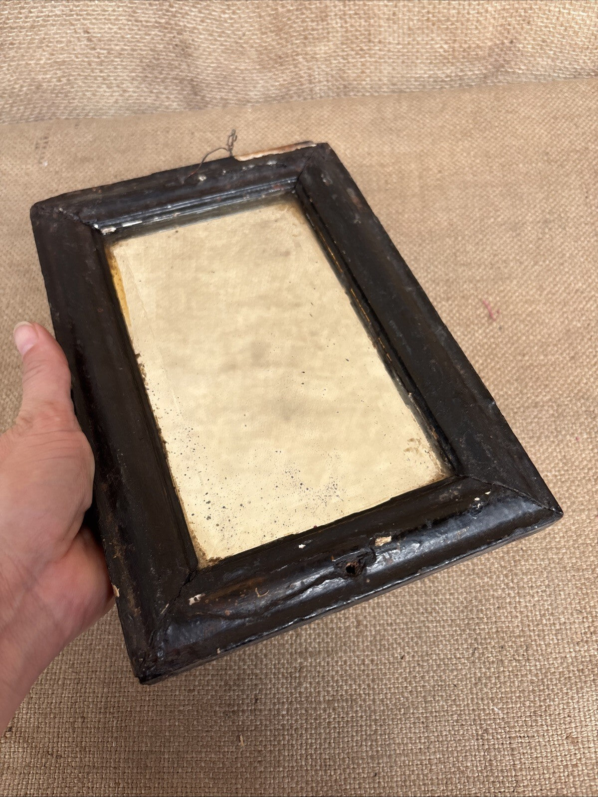 Antique Small Mirror Foxed - Shaving - Farmhouse- Cottage