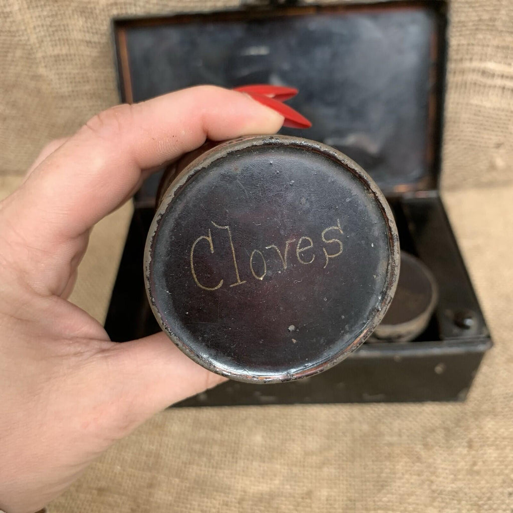 Antique Toleware Spice Box - Kitchenalia - Farmhouse - Cottage - Victorian