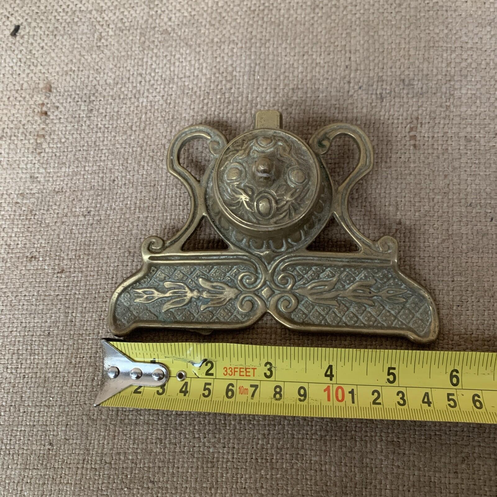 Art Nouveau Cast Brass Inkwell Pen Tray Vintage