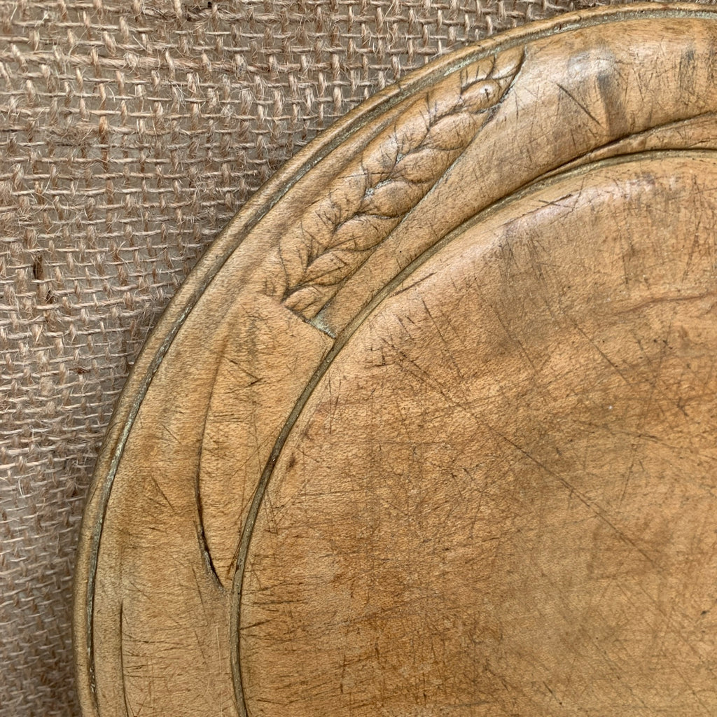 Antique Wooden Bread Board with Wheat Carving #1297