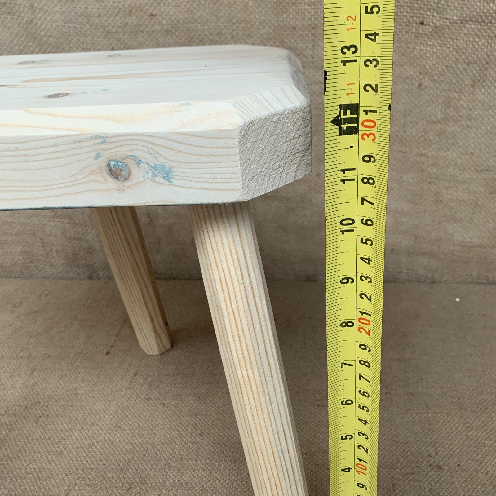 Three Leg Pine Stool - Farmhouse - Cottage - Plant Stand - Milking Stool