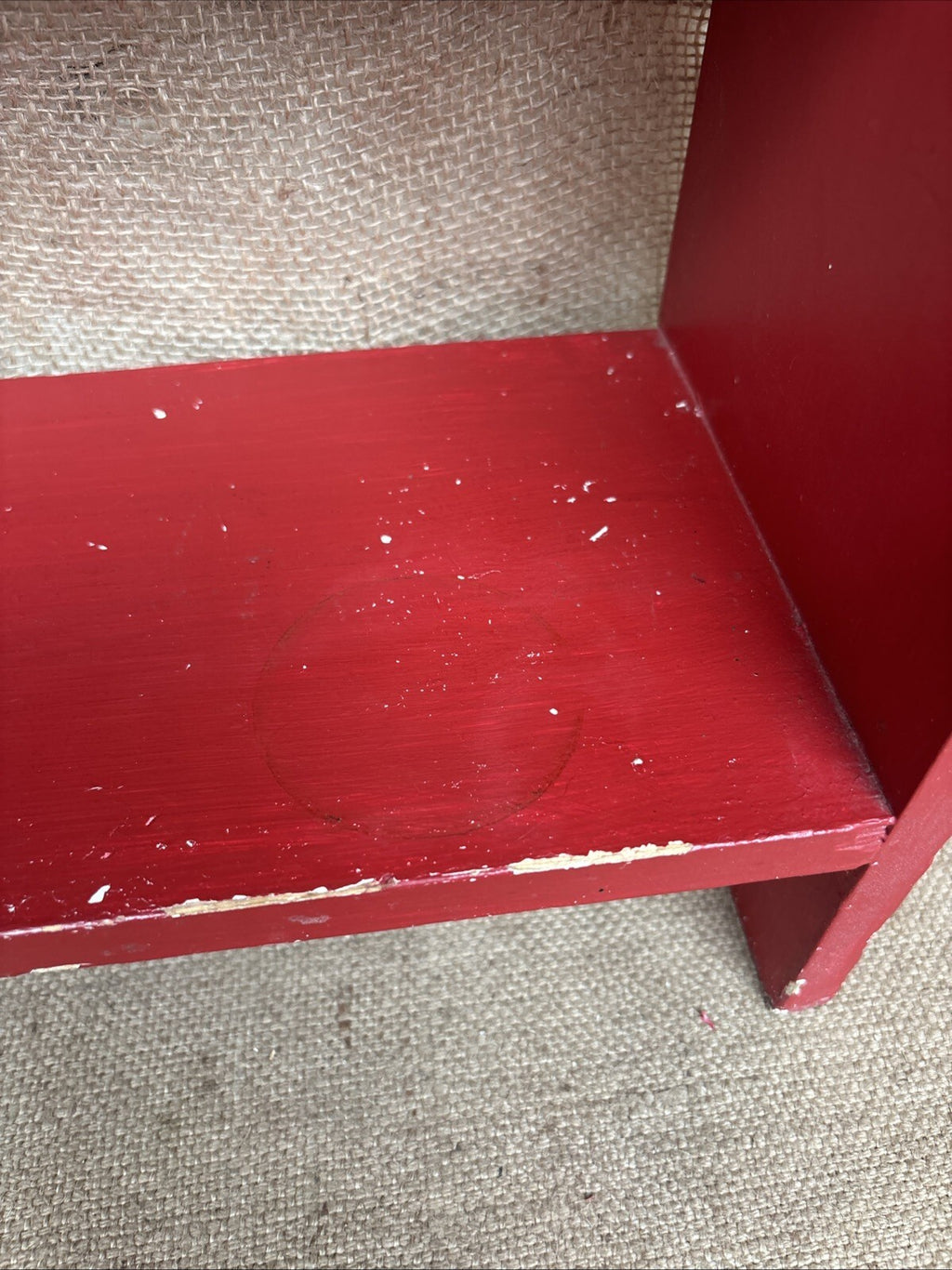 Vintage Chippy Painted Small Freestanding Shelves - Red - White - Farmhouse