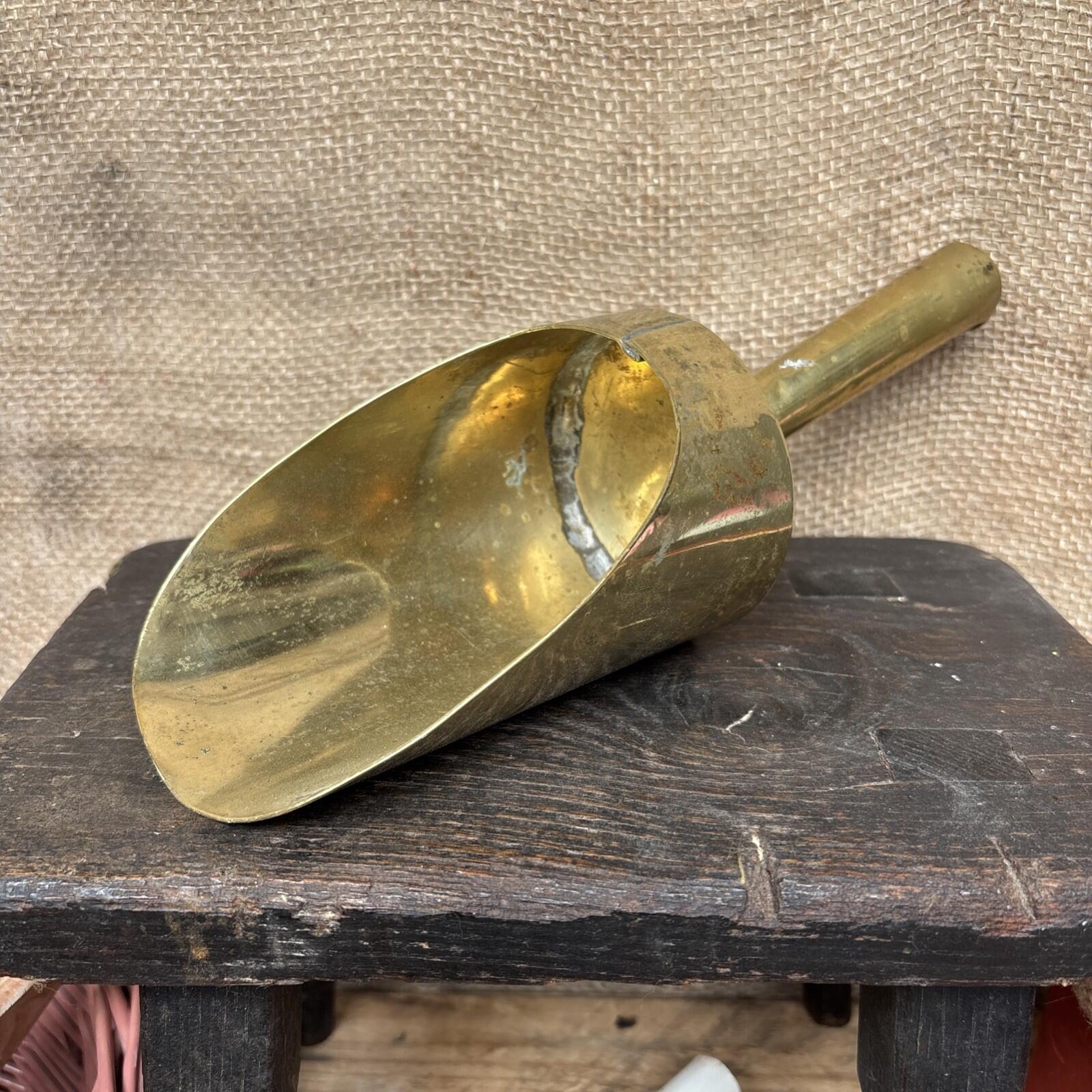 Antique Brass Scoop - Farmhouse - Kitchenalia - Cottage - Flour