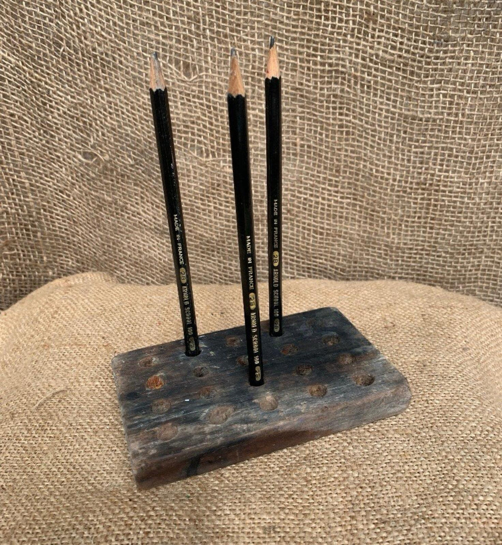 Wooden Pencil Holder - Artist - Rustic - Office - Vintage - Studio