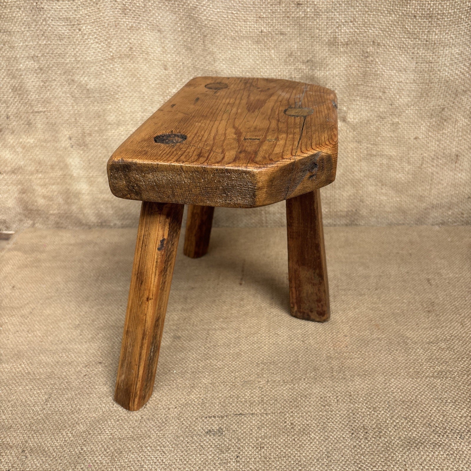 Antique Pine Milking Stool - Farmhouse - Cottage - Plant Stand