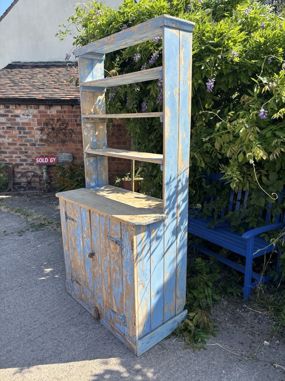 Antique Worn Painted Pine Dresser - French - Farmhouse - Cottage