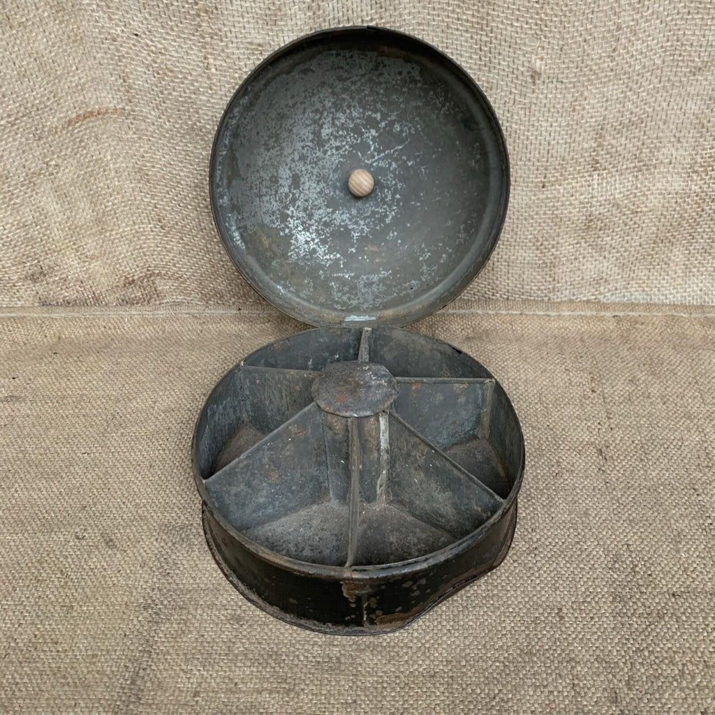 Antique Toleware Round Spice Box - Kitchenalia - Farmhouse