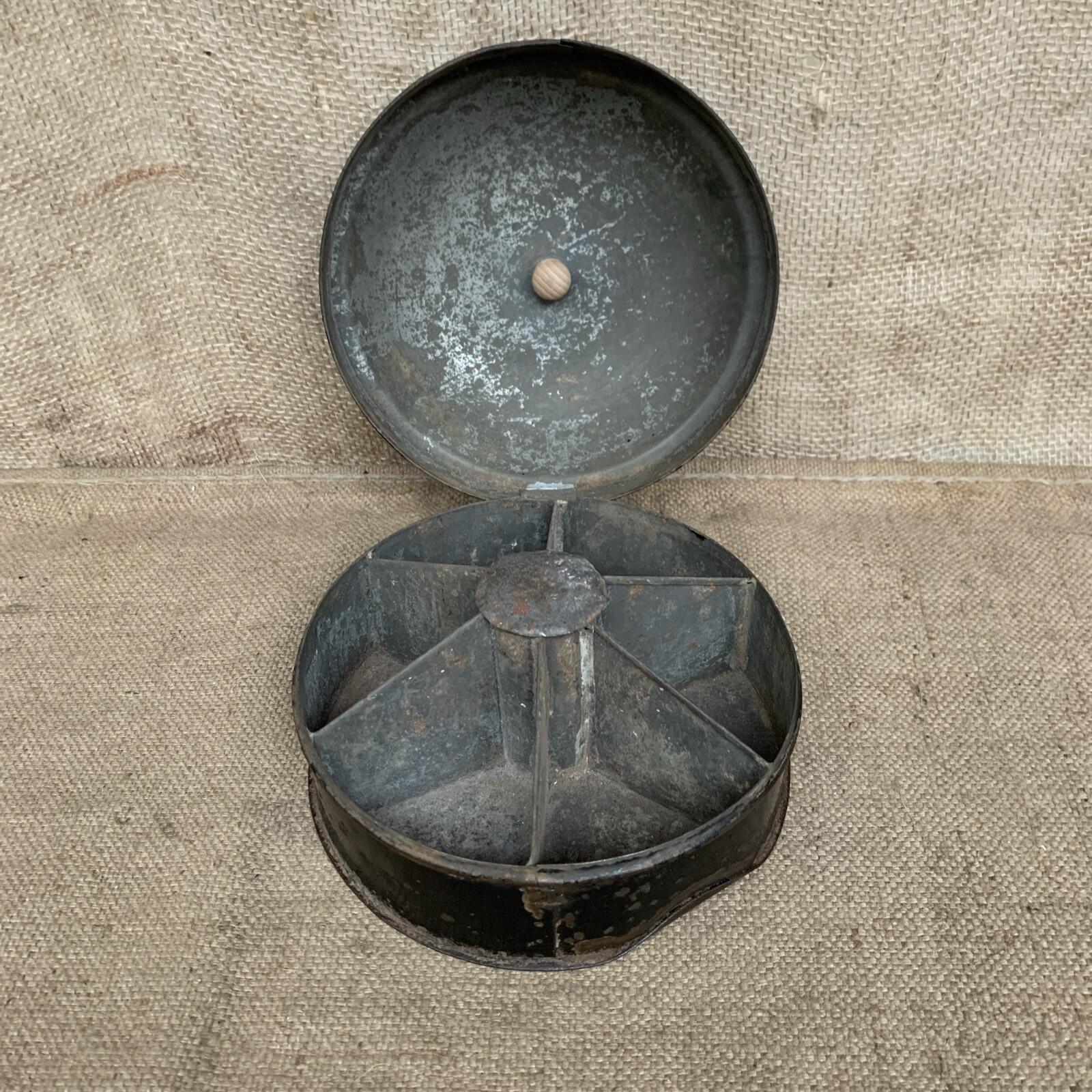 Antique Toleware Round Spice Box - Kitchenalia - Farmhouse