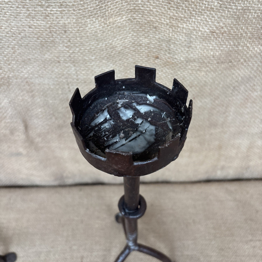 Wrought Iron Candle Holders - Pair - Gothic - Medieval Style - Pillar Candle