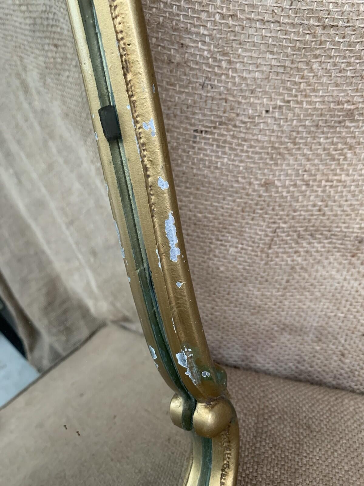 Vintage French Gold Edge Mirror - Freestanding - Foxed - Painted Metal