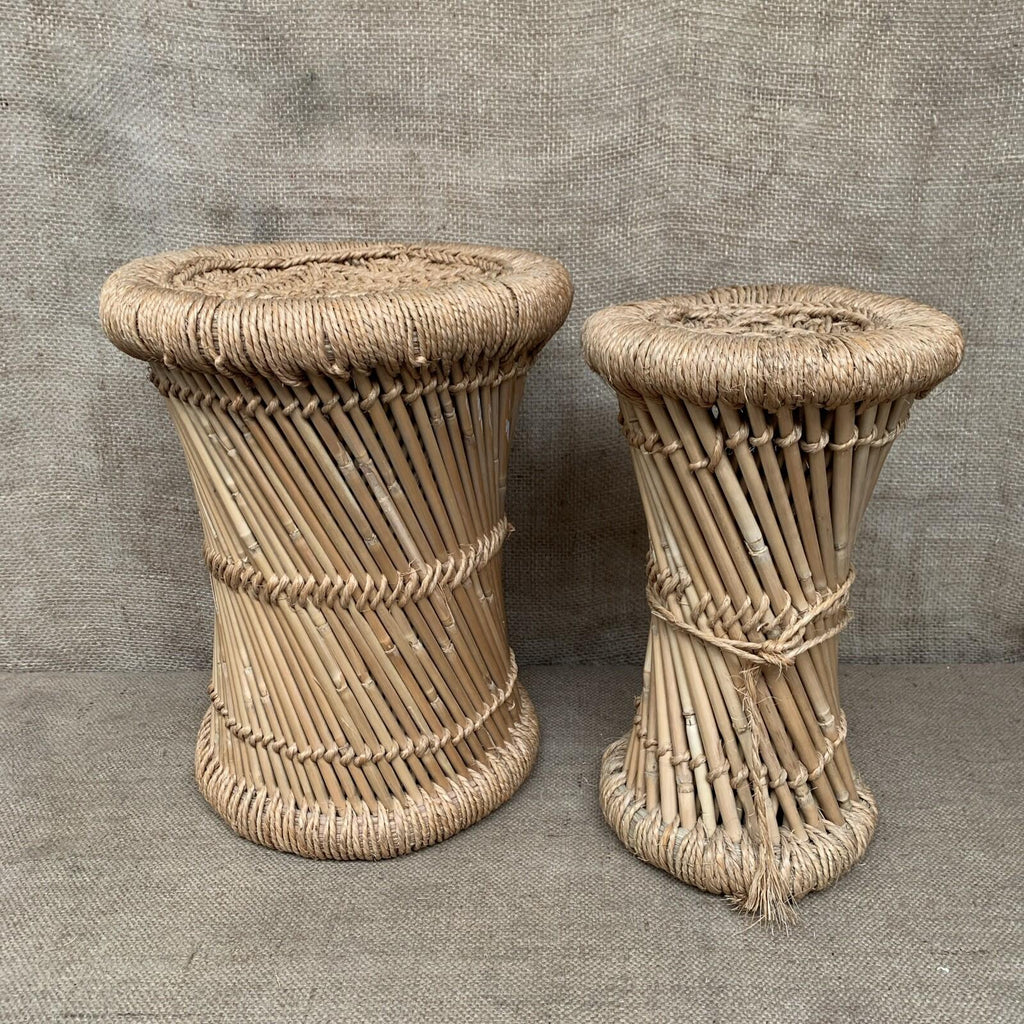 Vintage Boho Bamboo Plant Stand / Side Table / Rattan / Conservatory X 2