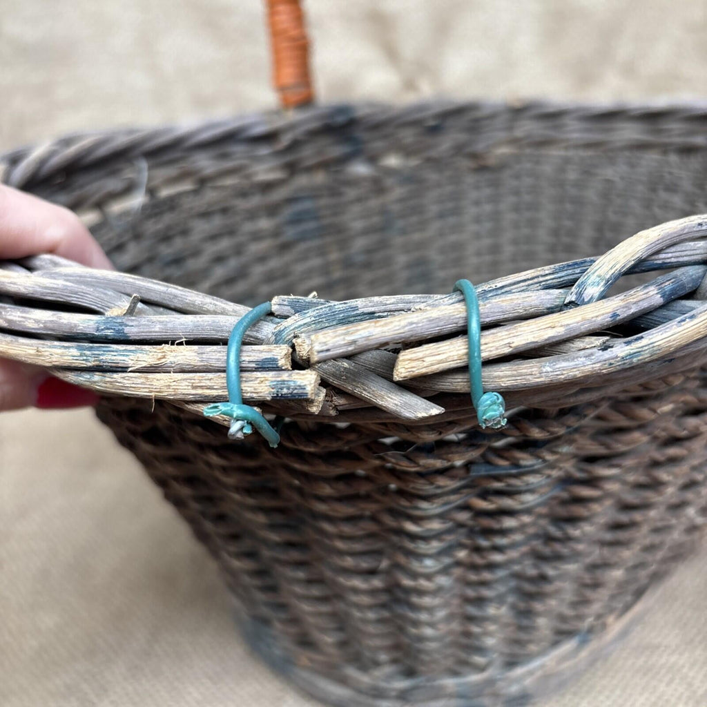 Vintage Wicker Basket - Farmhouse - Cottage - Garden Basket - Rustic