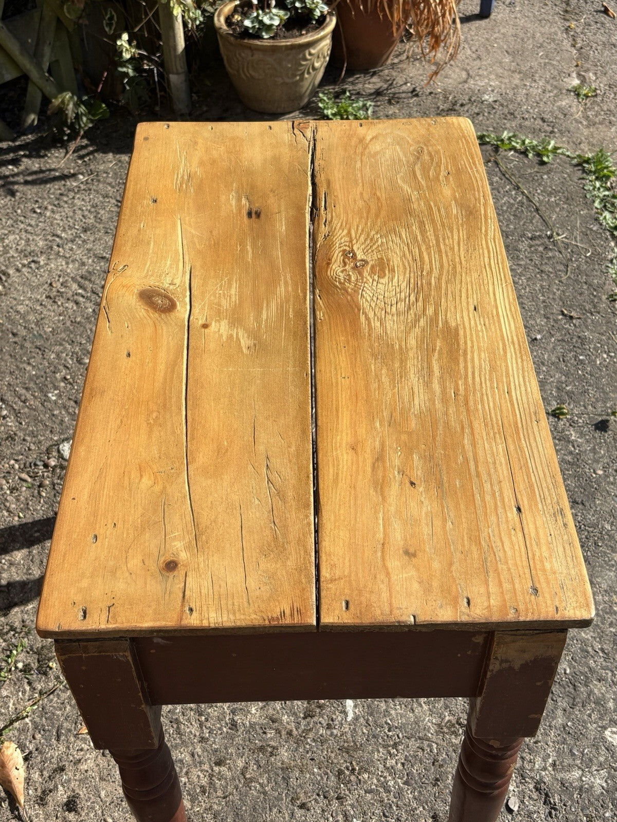 Rustic Pine Table - Small - Original Painted Legs - Farmhouse - Cottage