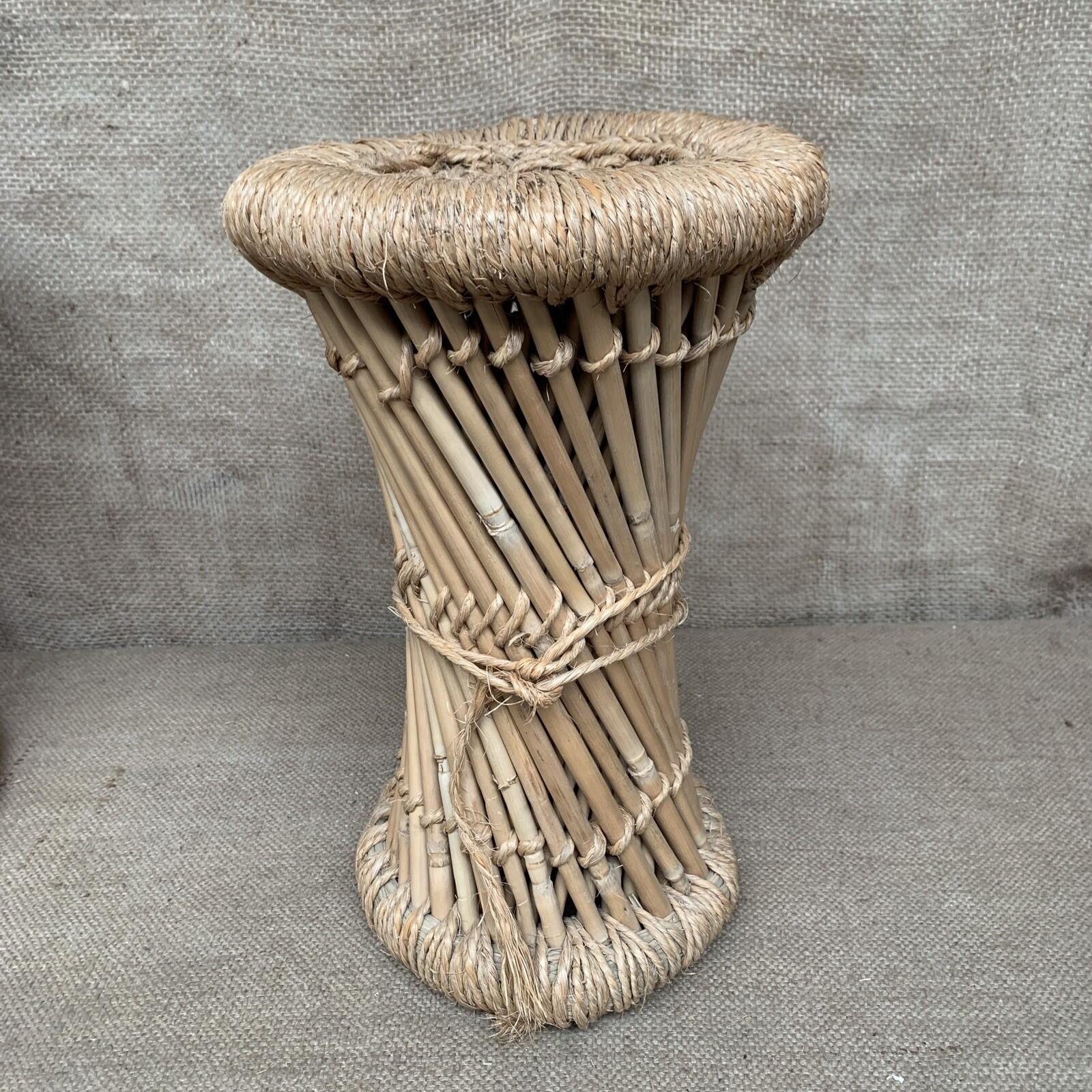 Vintage Boho Bamboo Plant Stand / Side Table / Rattan / Conservatory X 2