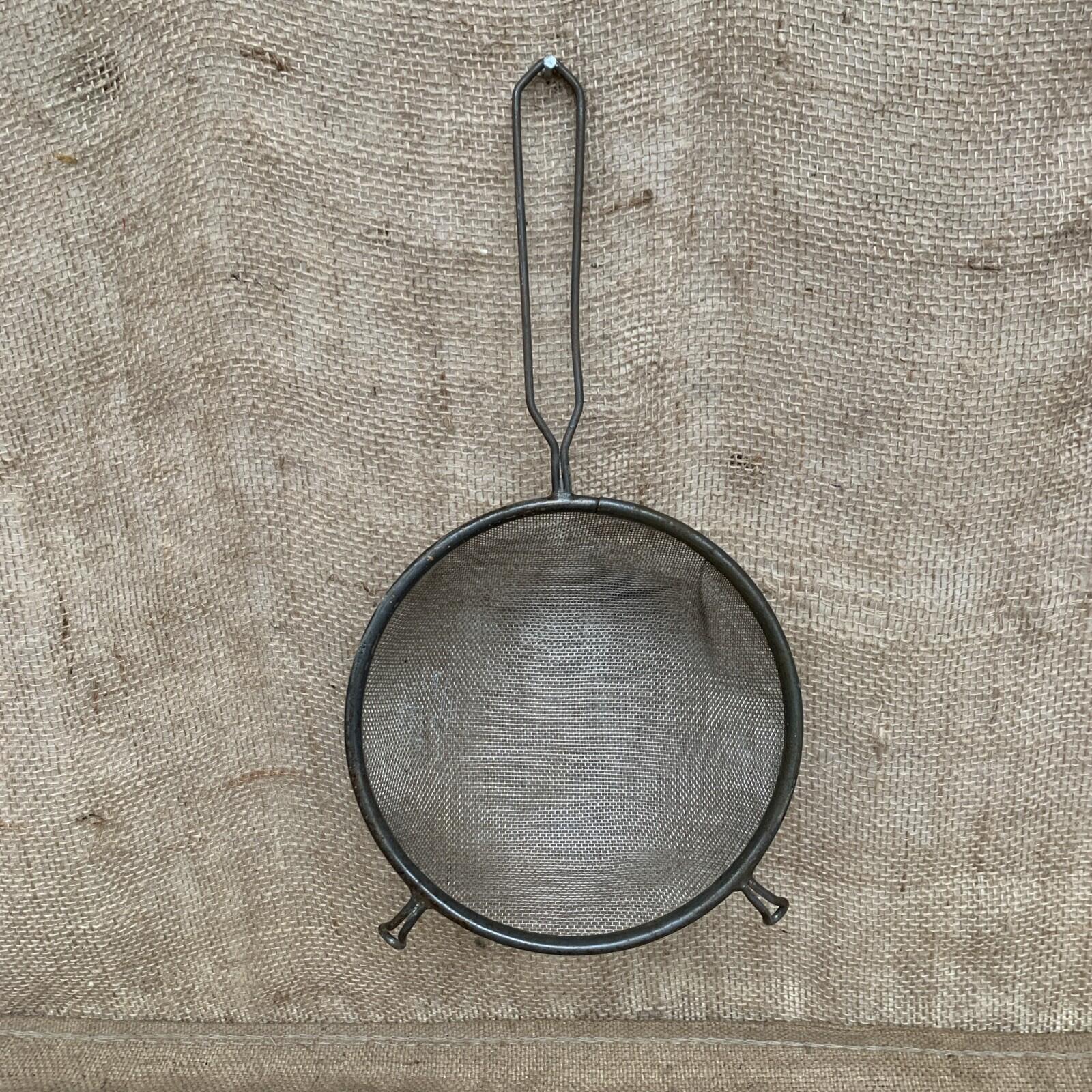 Vintage Kitchen Metal Seive With Handle & Lip - Kitchenalia