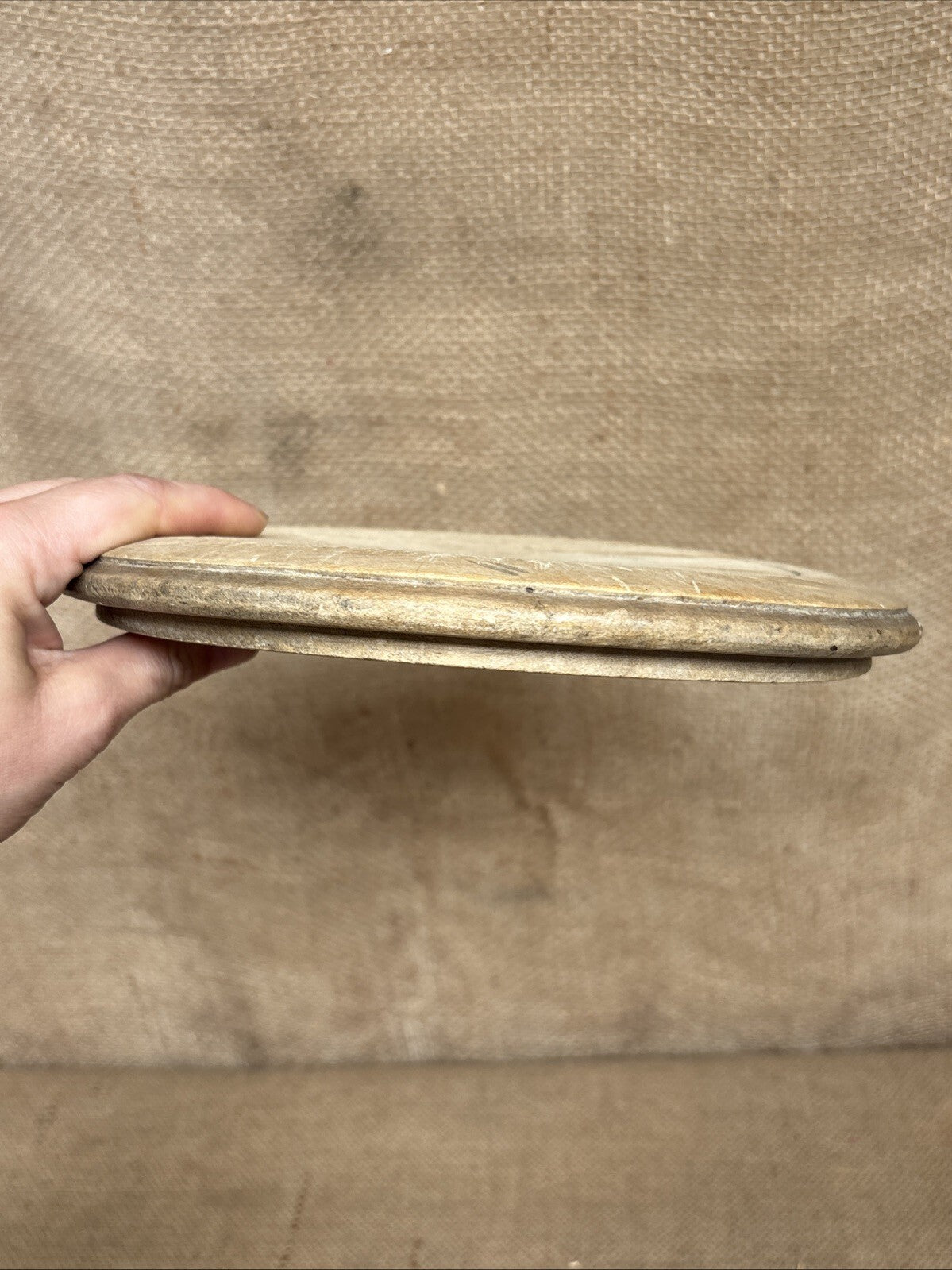 Vintage Carved Round Bread Board - English Kitchenalia - Farmhouse