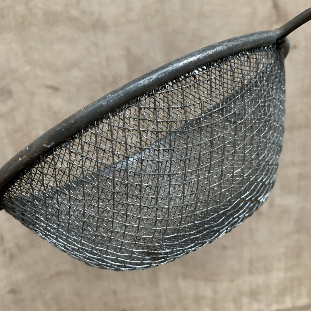 Vintage Kitchen Metal Seive With Wooden Handle & Lip - Kitchenalia