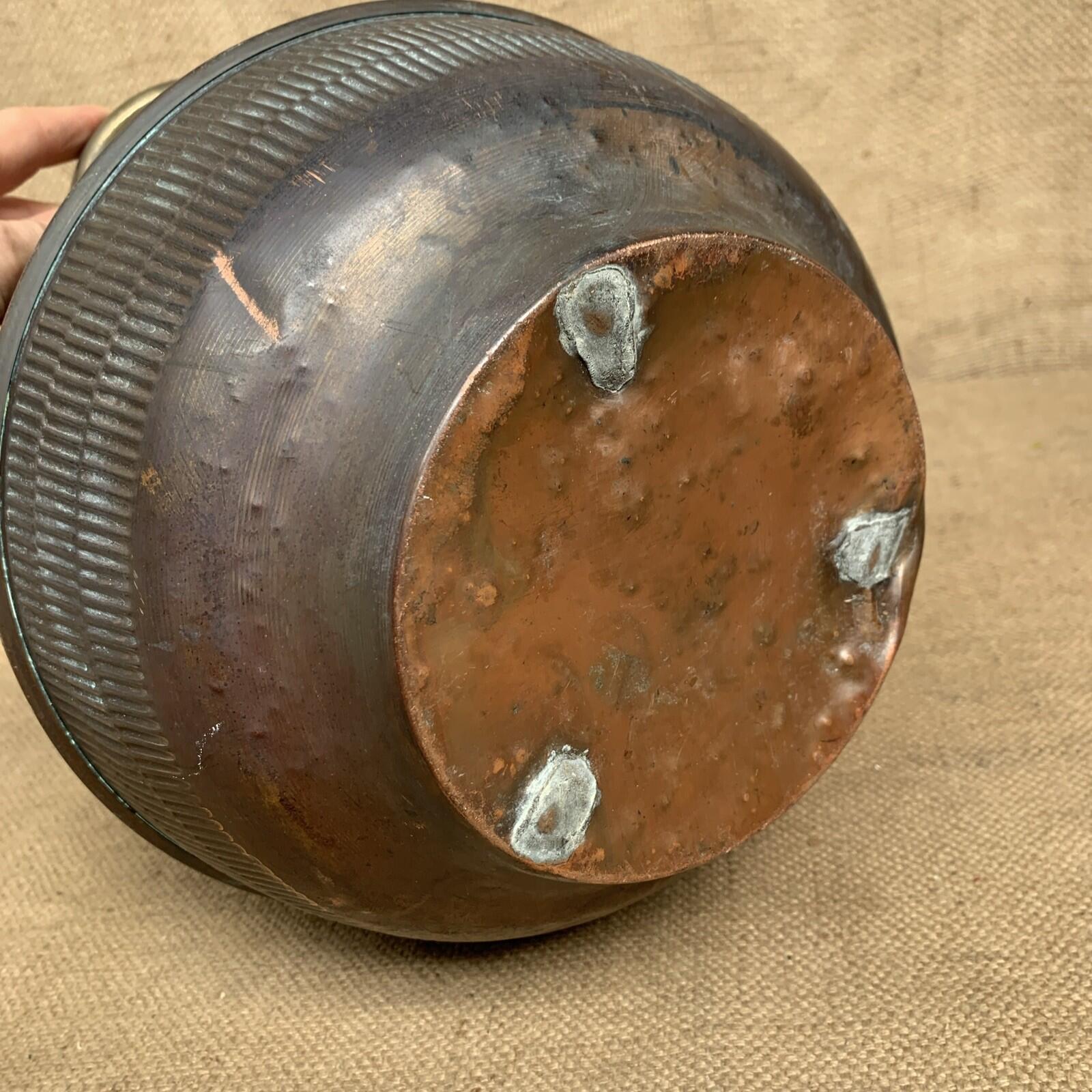 Vintage Brass And Copper Coal Scuttle - Farmhouse - Cottage - Rustic