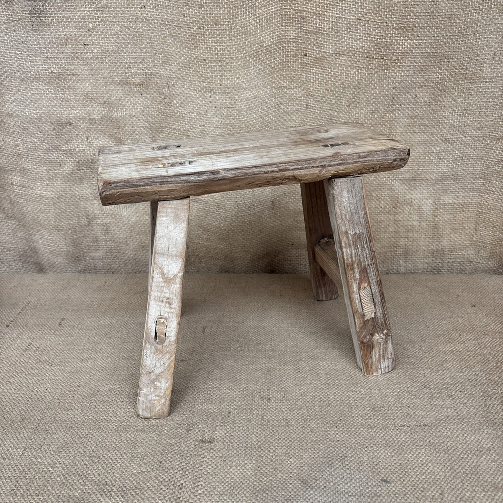 Small Rustic Hand Made Wooden Stool Plant Stand
