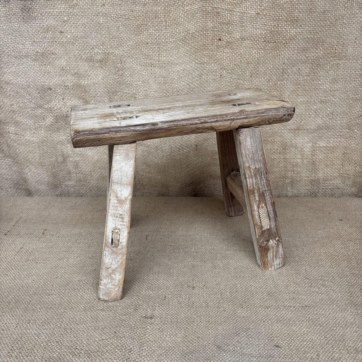 Small Rustic Hand Made Wooden Stool Plant Stand