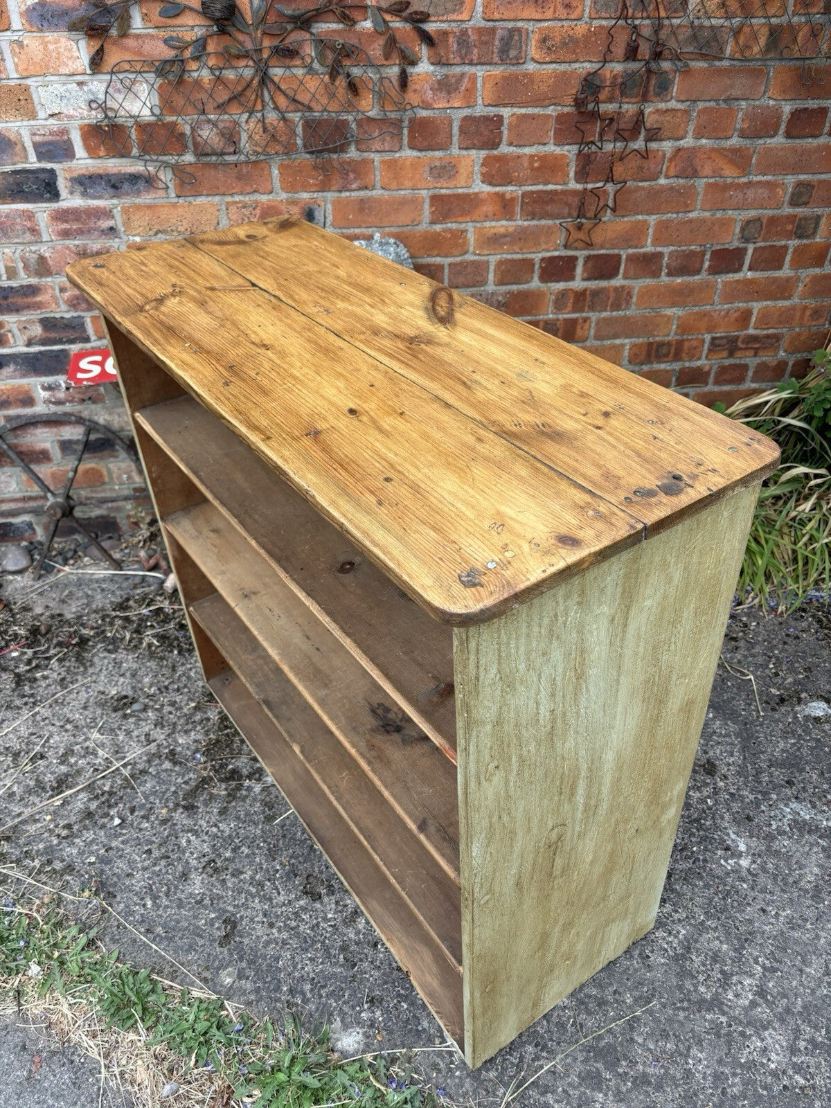 Vintage Pine Shelving Unit - Farmhouse - Cottage - Painted - Waxed