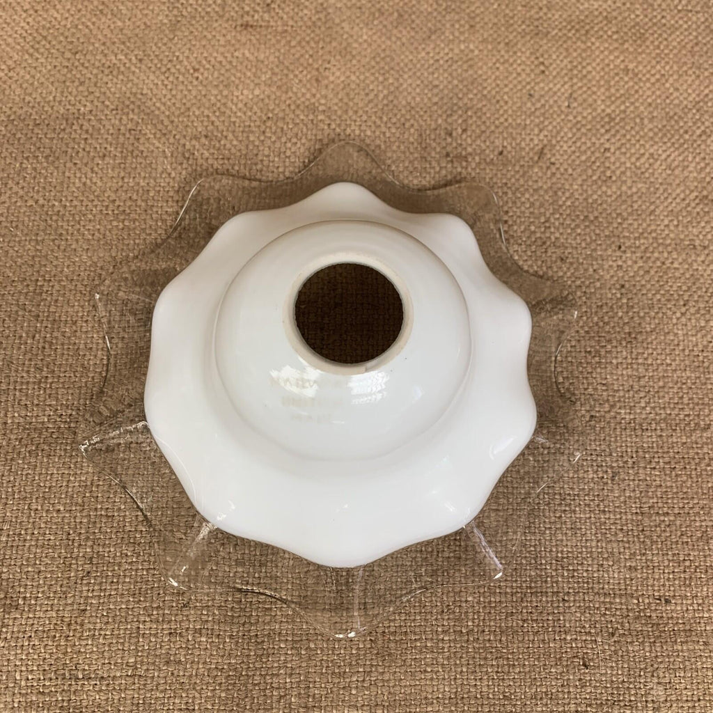 Vintage Milk Glass Ruffled Edge Crimped Lamp Light Shade Ruffle Scallop
