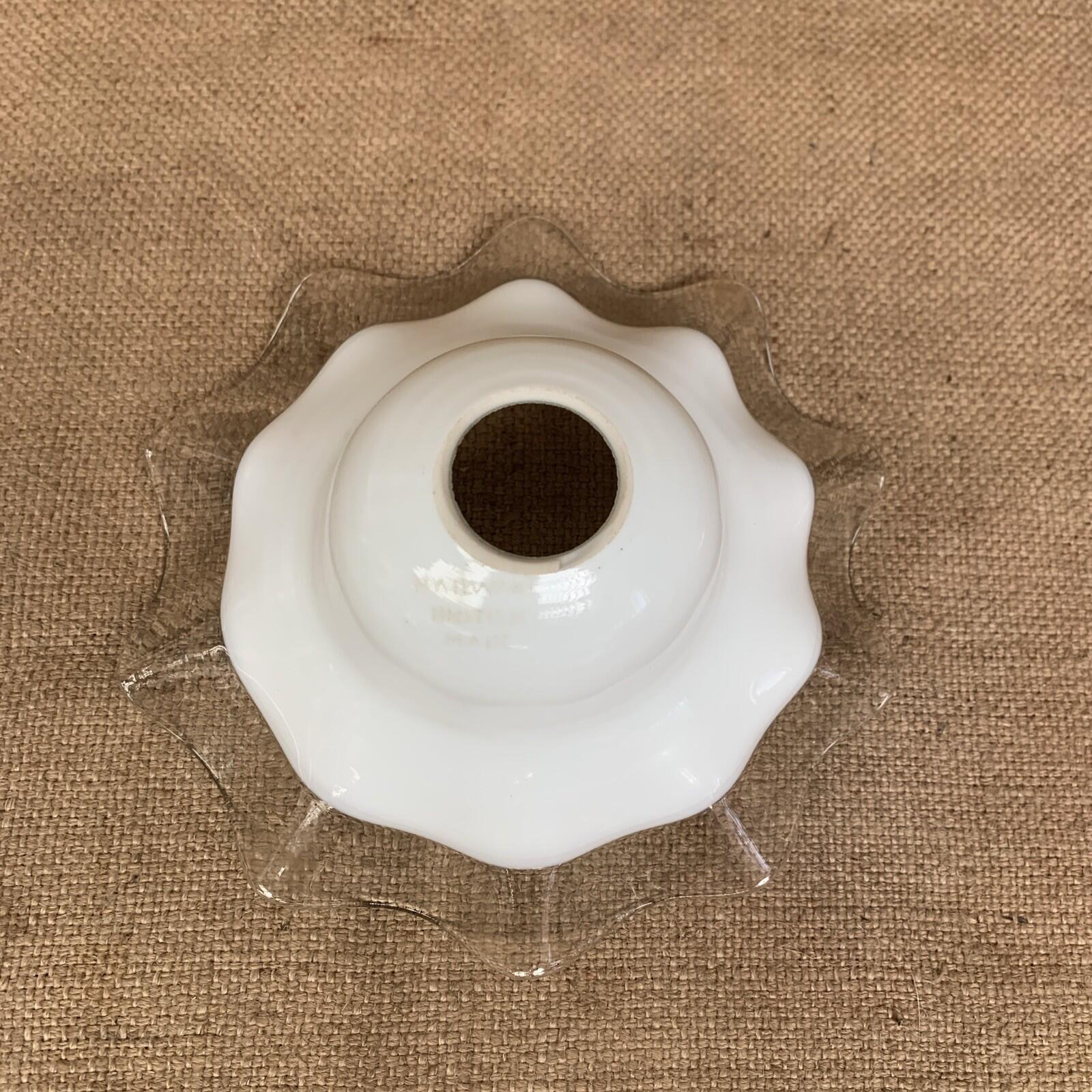 Vintage Milk Glass Ruffled Edge Crimped Lamp Light Shade Ruffle Scallop
