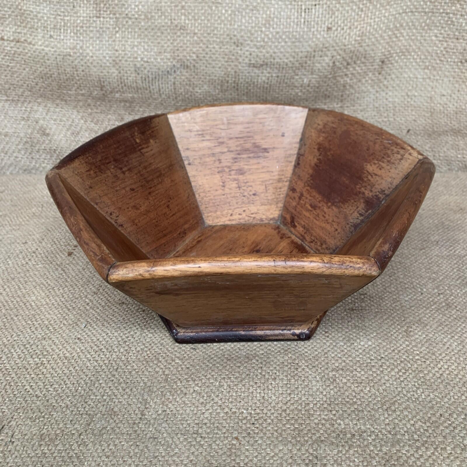 Vintage Hexagon Wooden Bowl - Farmhouse - Cottage