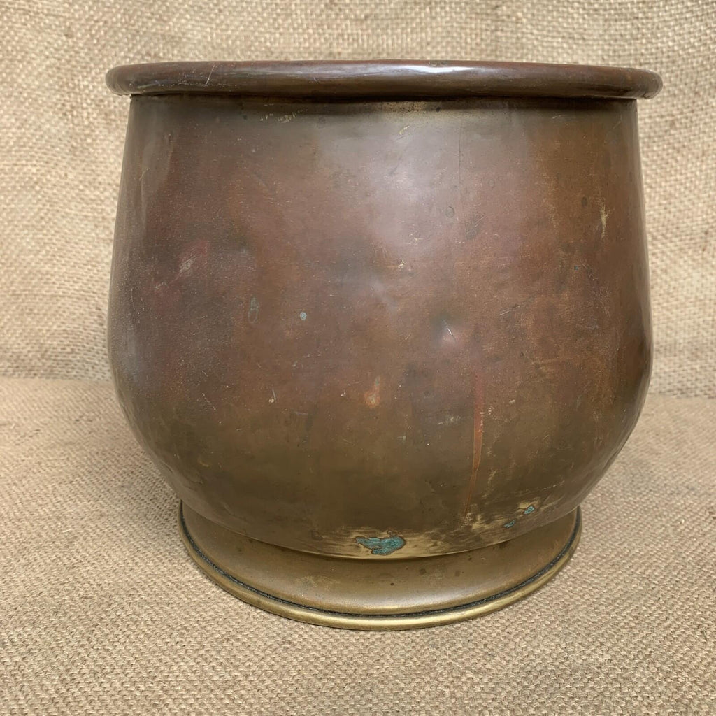 Antique Brass Planter - Urn - Jardiniere - Rustic - Cottage