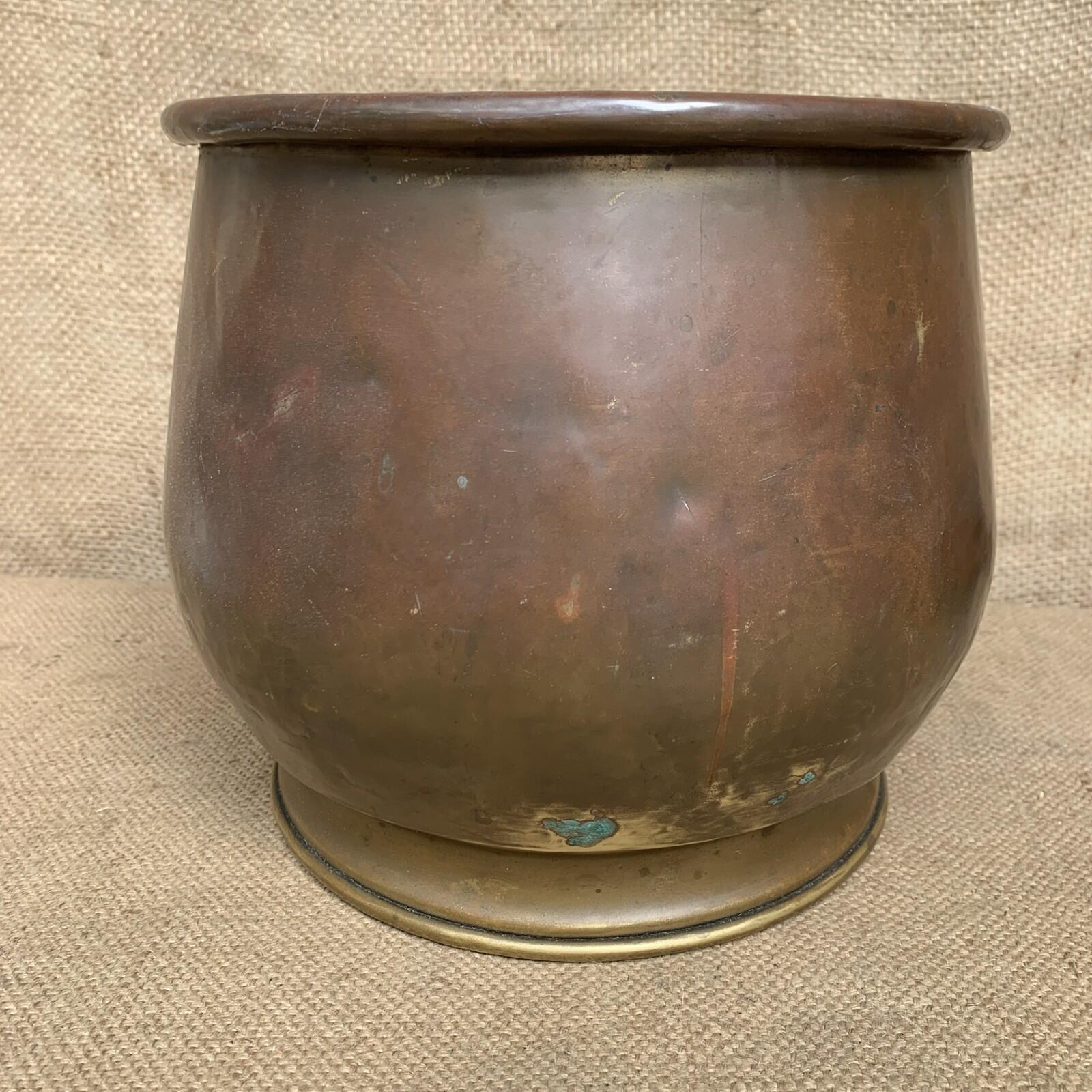 Antique Brass Planter - Urn - Jardiniere - Rustic - Cottage