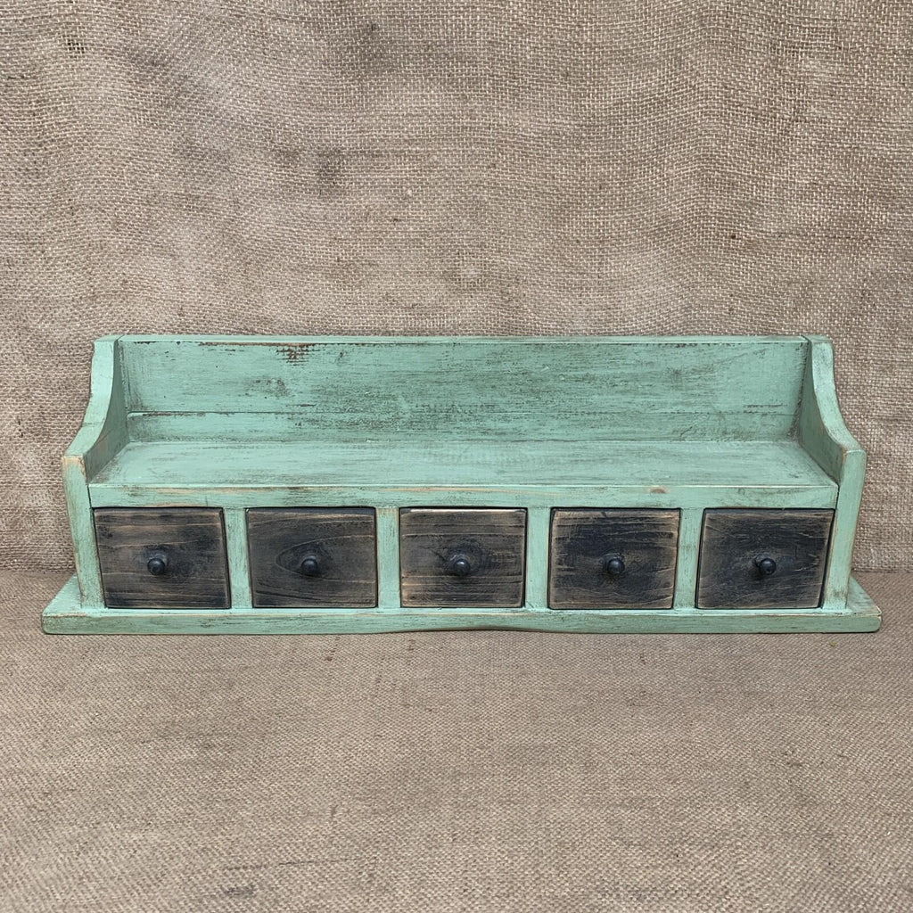 Rustic Pine Shelves With Drawers - Farmhouse - Cottage - Green
