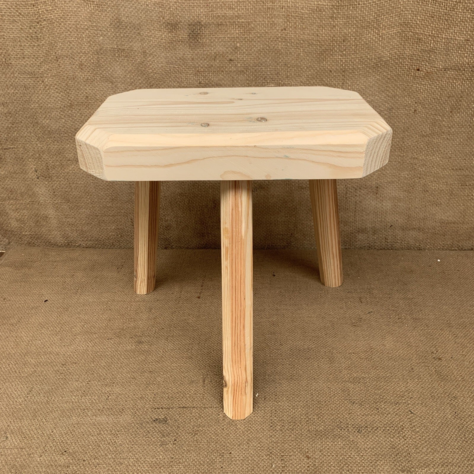 Three Leg Pine Stool - Farmhouse - Cottage - Plant Stand - Milking Stool