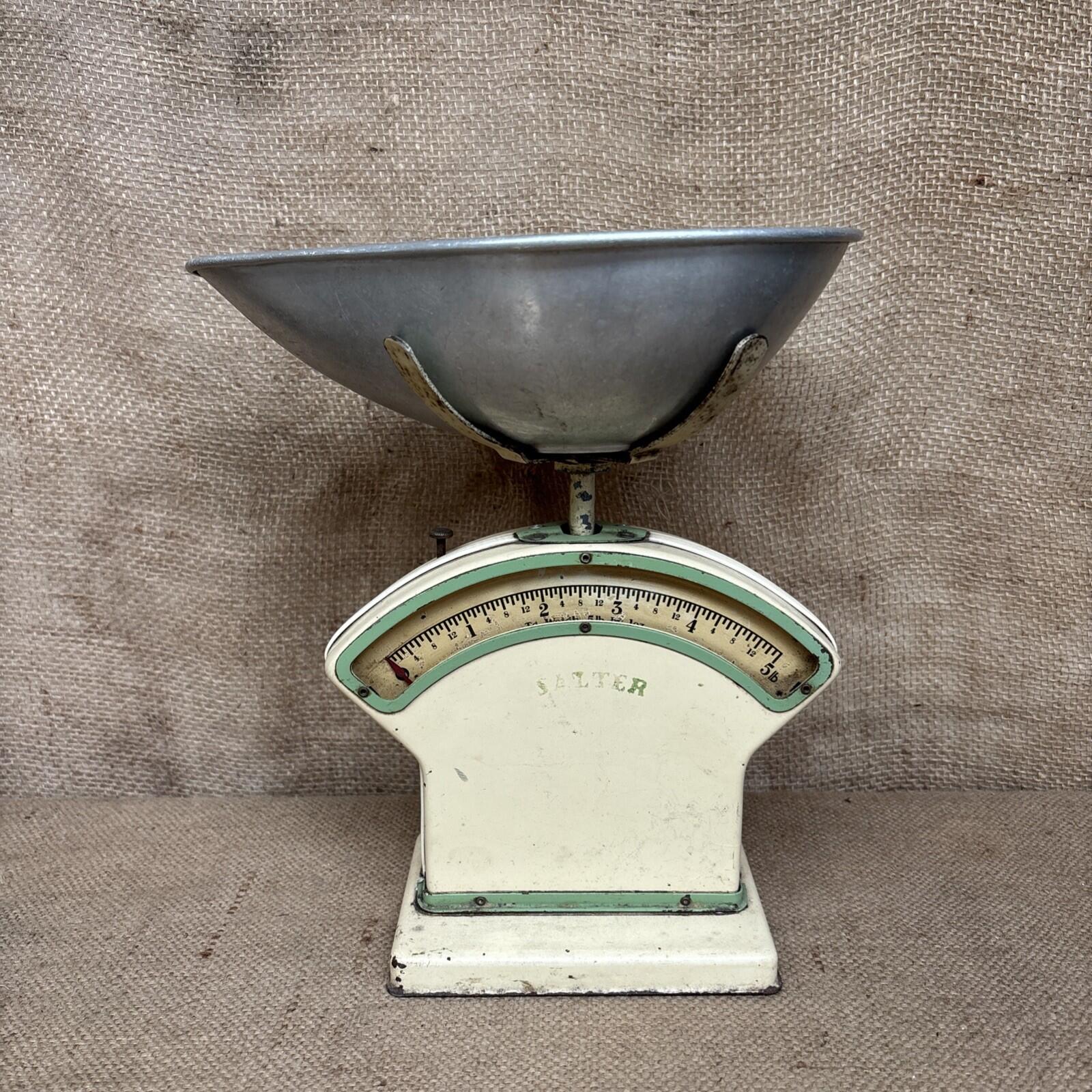 Vintage Salter Cookery Scale - Cream & Green - Kitchenalia - Farmhouse