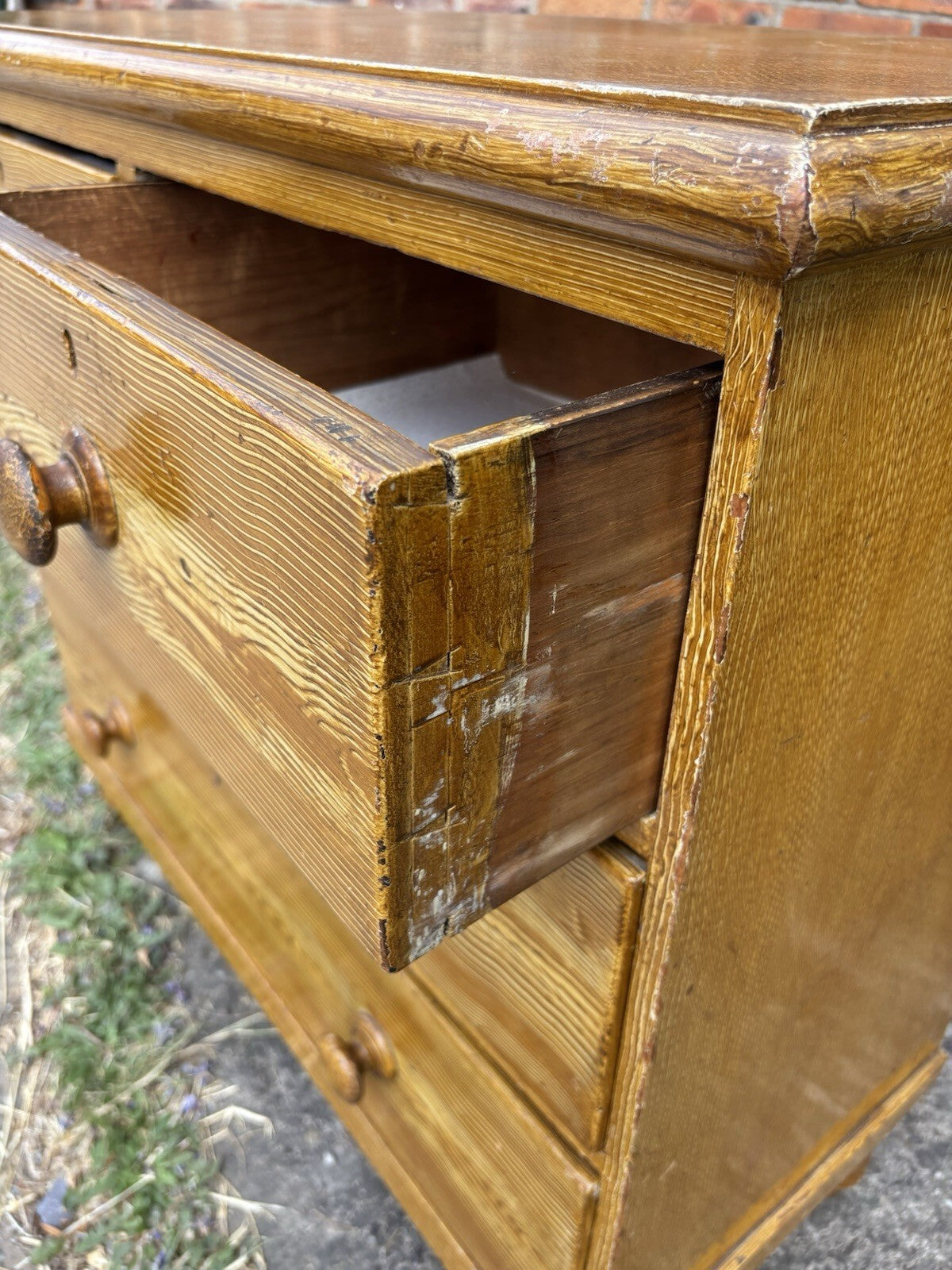 Pine Chest Of Drawers - Victorian - Antique - Scrumbled - Cottage