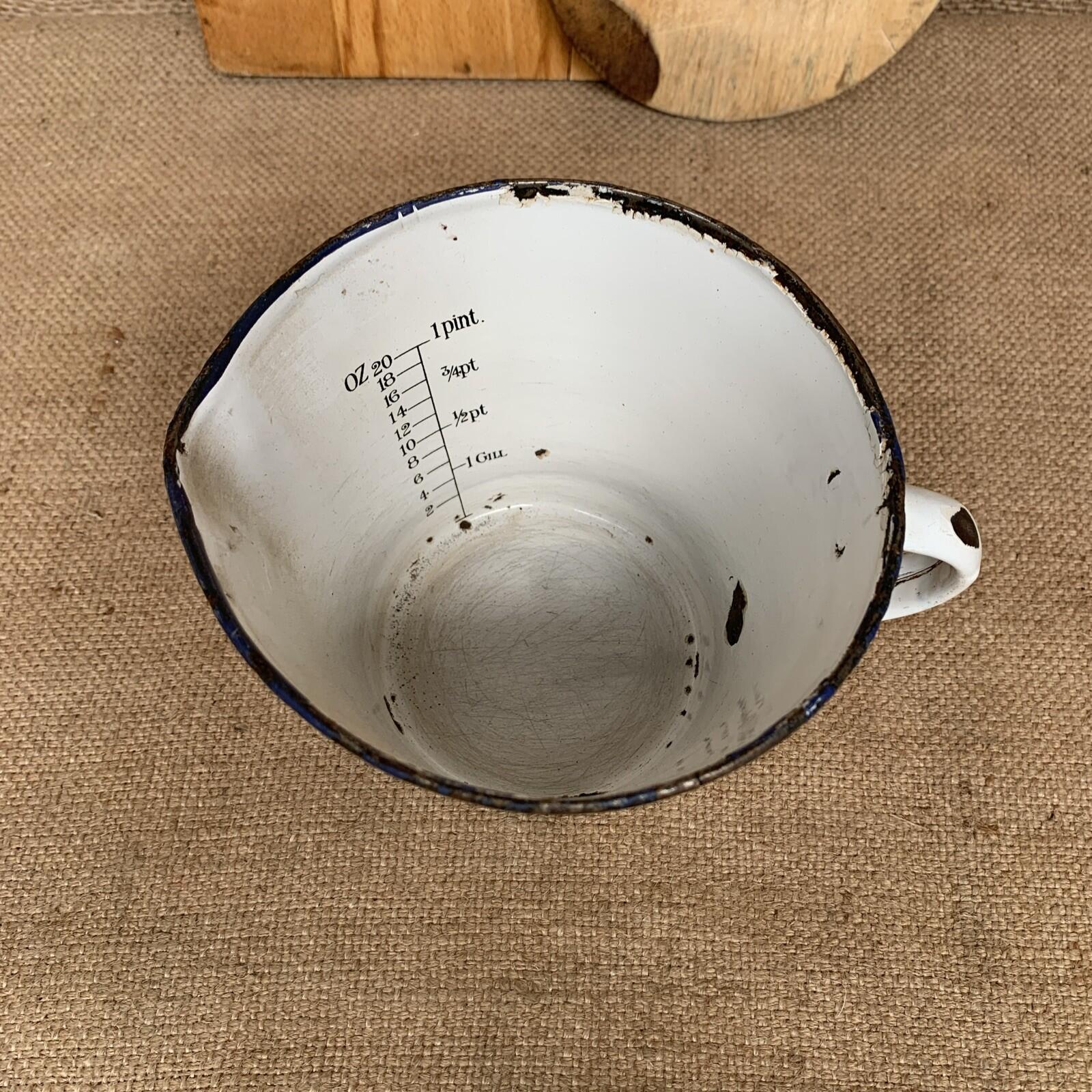 Enamel Measuring Jug - Antique - Kitchenalia - Rustic Kitchen - Prop Only