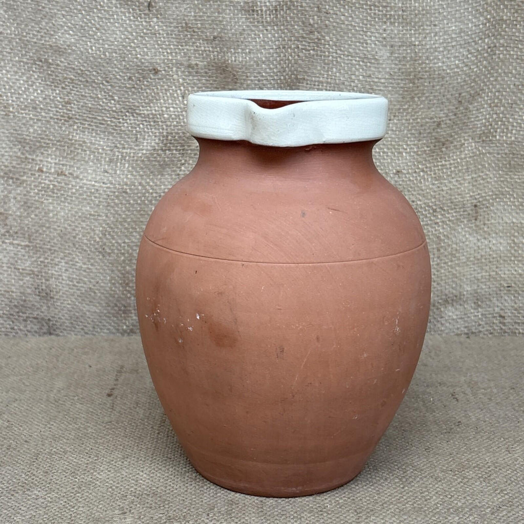 Royal Barum Ware Terracota Jug Large - Half Glazed Rustic Vase - Farmhouse