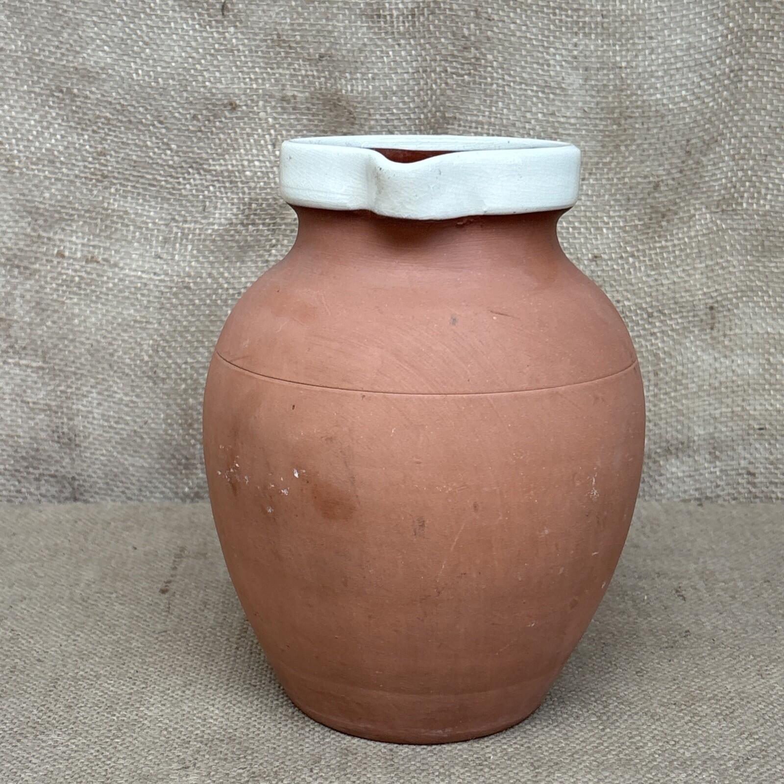 Royal Barum Ware Terracota Jug Large - Half Glazed Rustic Vase - Farmhouse