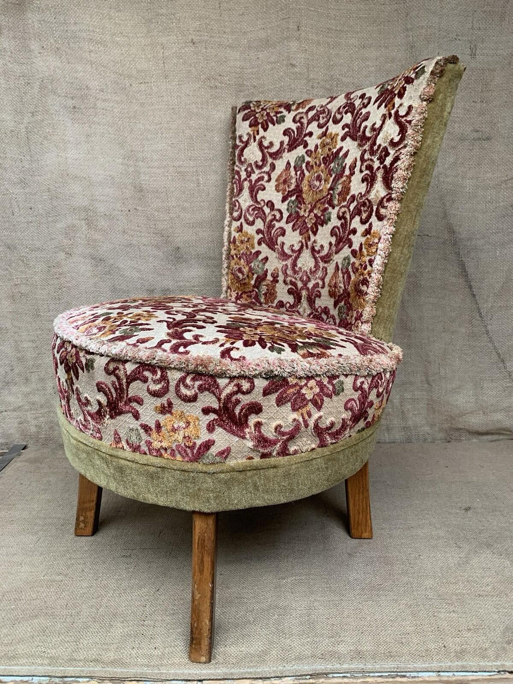 Vintage Upholstered Accent Chair Damask  Bedroom - Cottage - Farmhouse