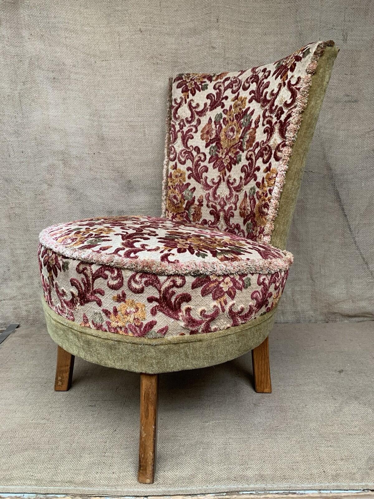 Vintage Upholstered Accent Chair Damask  Bedroom - Cottage - Farmhouse