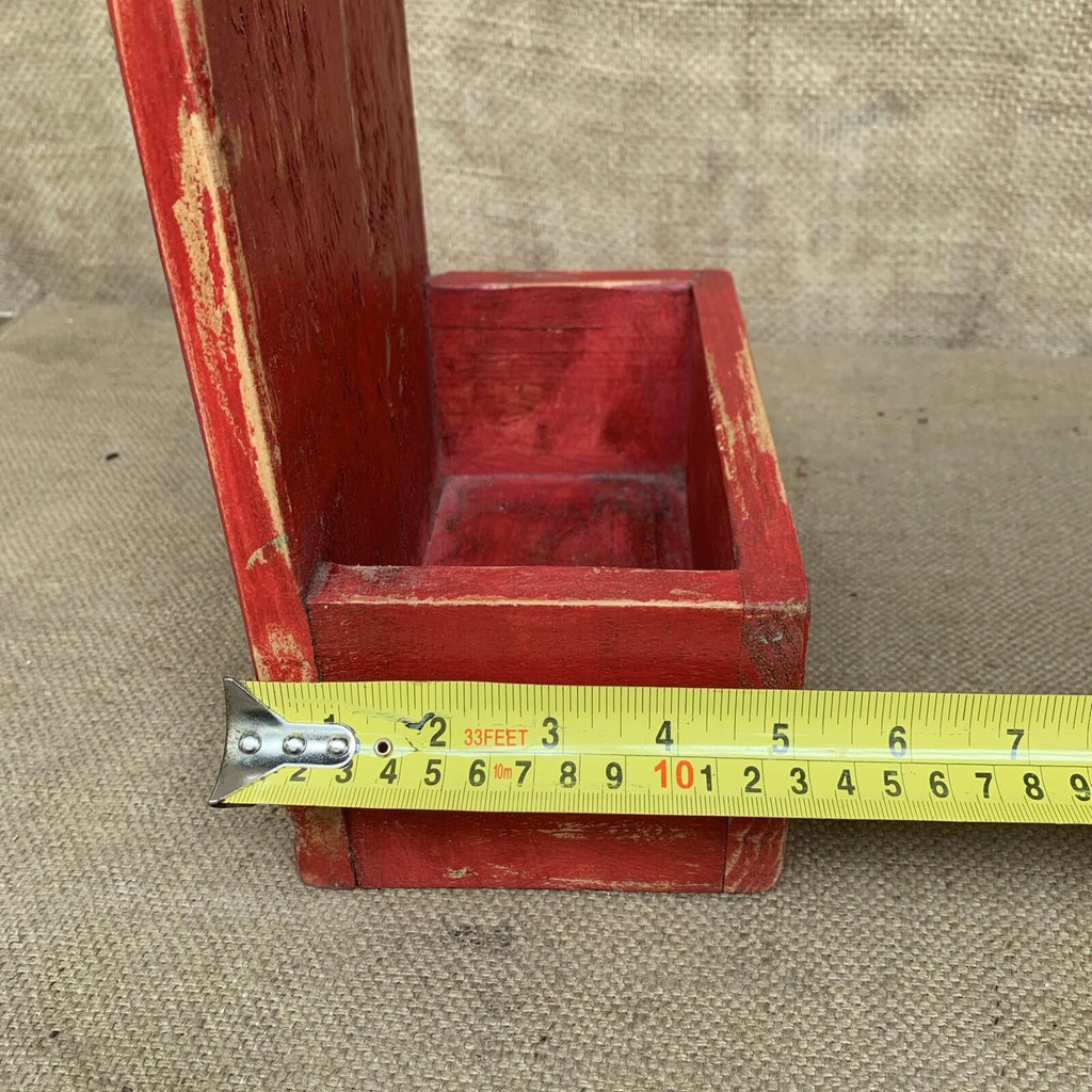Rustic Wall Box - Worn Red Painted Pine - Farmhouse - Cottage