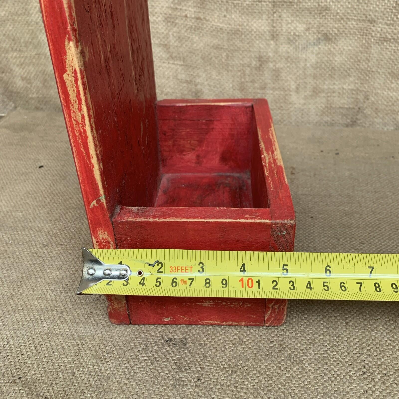 Rustic Wall Box - Worn Red Painted Pine - Farmhouse - Cottage
