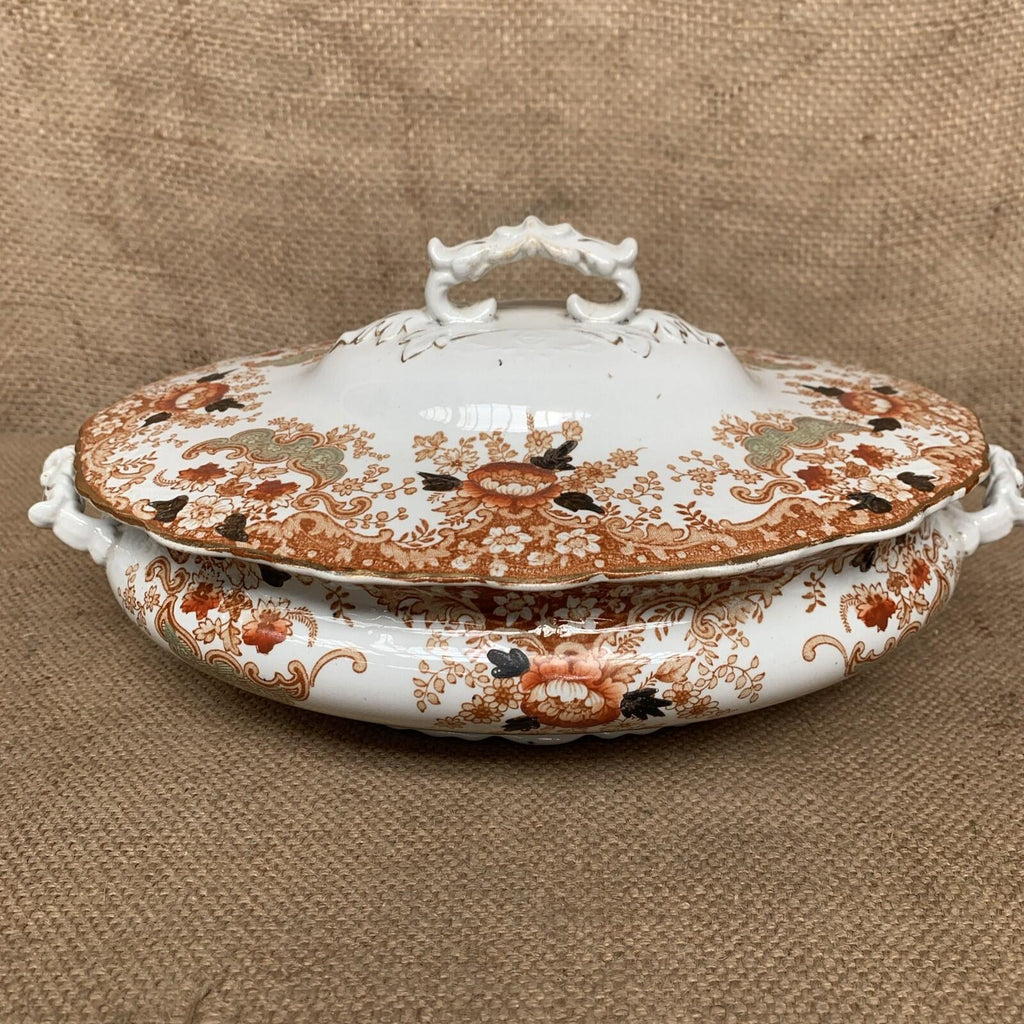 Antique W. Adams & Sons Crown Semi-Porcelain Derby Lidded Tureen