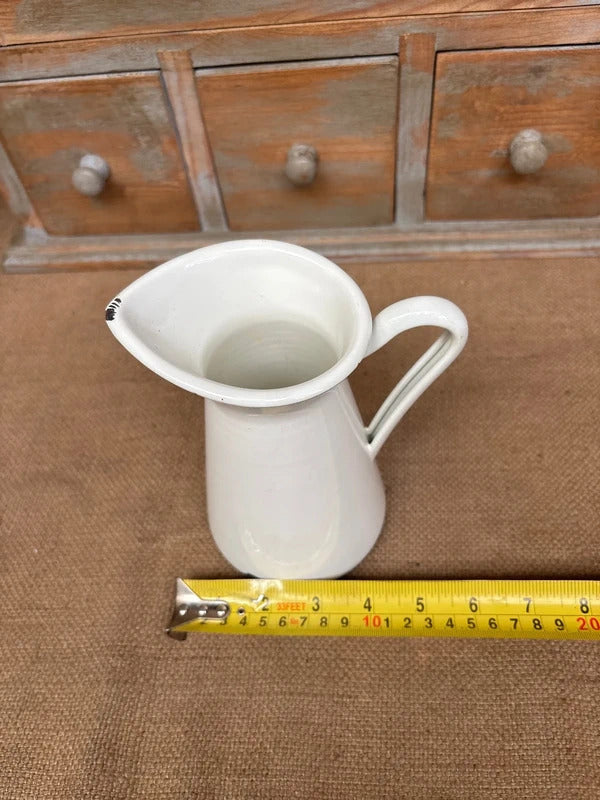 Enamel jug - small - vintage - off white - cottage - vase