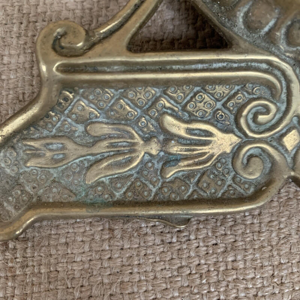 Art Nouveau Cast Brass Inkwell Pen Tray Vintage