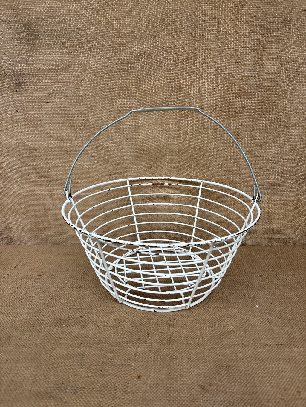 Vintage egg baskets- white chippy paint