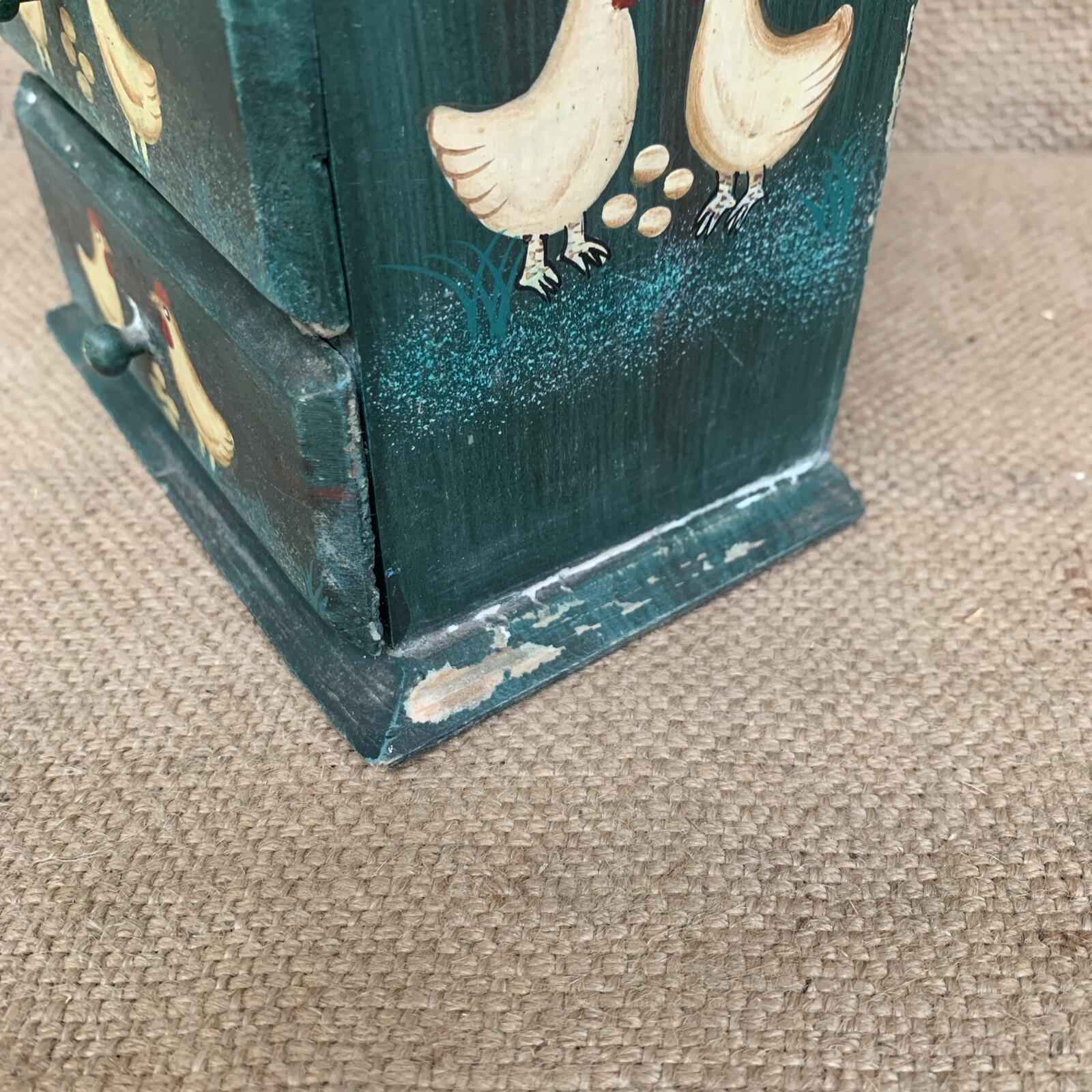 Hand Painted Small Drawers With Chickens - Farmhouse- Cottagecore