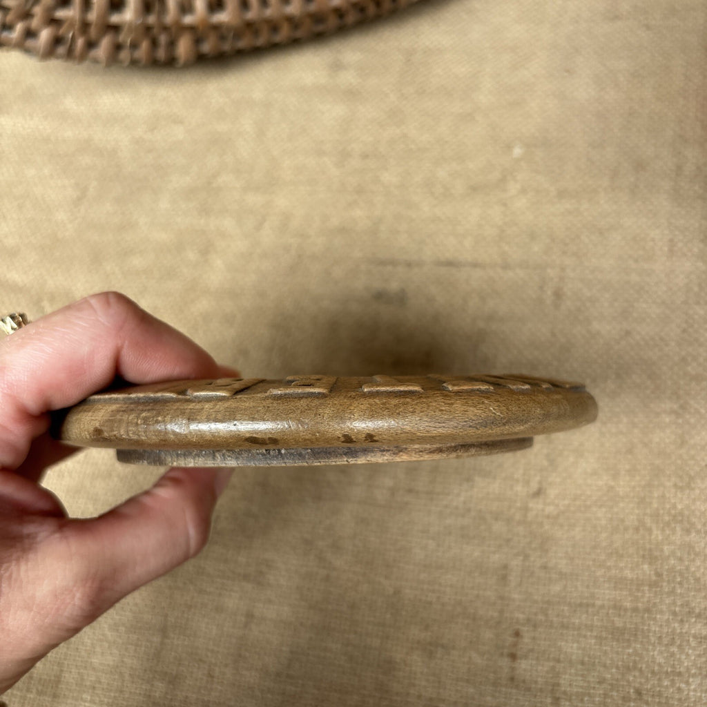 Antique Carved Wooden Butter Dish With City Of London Inner - Kitchenalia