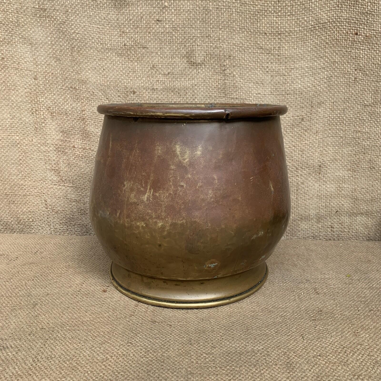 Antique Brass Planter - Urn - Jardiniere - Rustic - Cottage