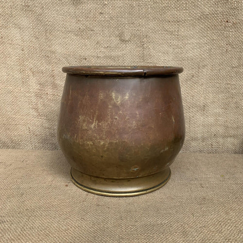 Antique Brass Planter - Urn - Jardiniere - Rustic - Cottage